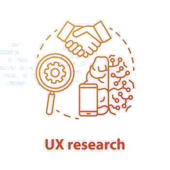UX research concept icon. Software development idea thin line illustration. Gathering information from users. IT project. Service orchestration. Application management. Vector isolated outline drawing