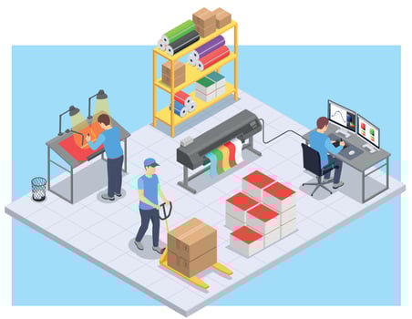Printing House Isometric Composition vector