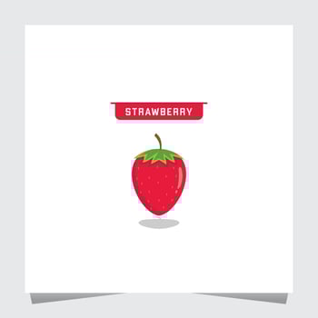 Strawberry Flat Logo Template. Icon vector