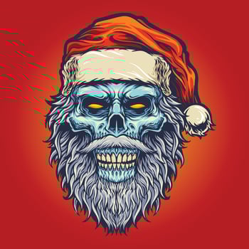 Head Angry Skull Santa Claus Christmas vector
