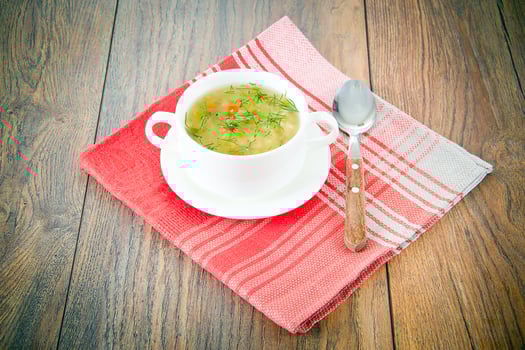 Vegetable Soup in a White Plate photo