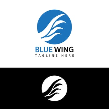 blue wing logowing travel logo template design vector