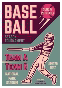 vintage brochure leaflet flyer poster baseball tournament template vector