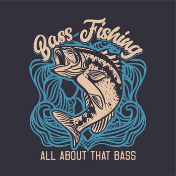 largemouth bass fishing club logo illustration in blue background vector