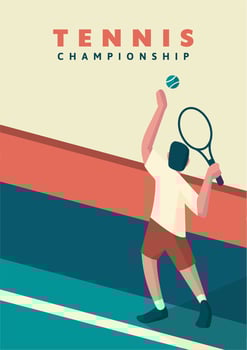 minimalism flat tennis illustration poster design man service ball vector