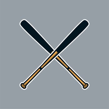 baseball bat cross x logo icon vector asset