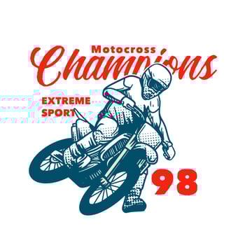 motocross champions extreme sport t shirt design vector illustration vintage retro
