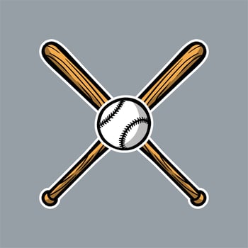 baseball bat cross with ball logo icon vector asset