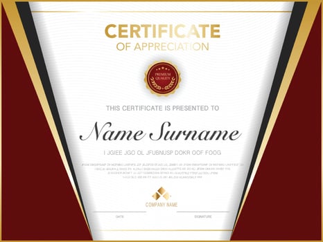 diploma certificate template red and gold color with luxury and modern style vector image.