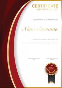 diploma certificate template red and gold color with luxury and modern style vector image, suitable for appreciation.  Vector illustration.