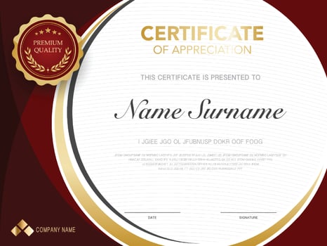 diploma certificate template red and gold color with luxury and modern style vector image.