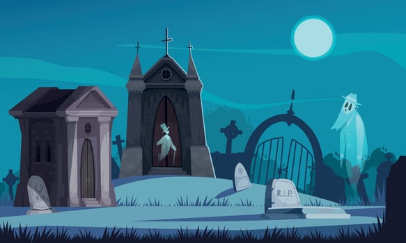 Cemetery Cartoon Illustration vector