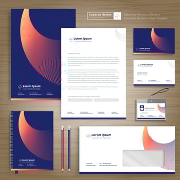 Corporate Business Identity template design stationery Vector abstract  background with memo Gift Items Color promotional souvenirs elements