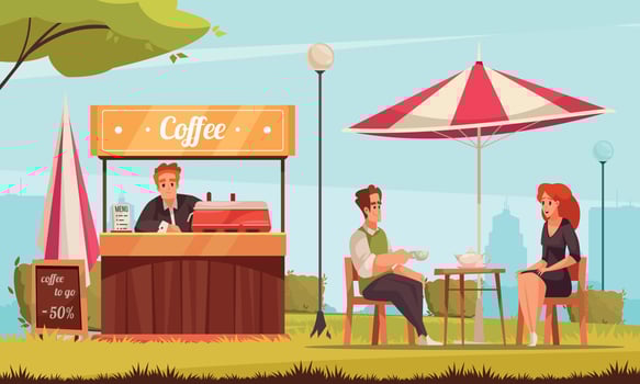 Street Cafe Cartoon Composition vector