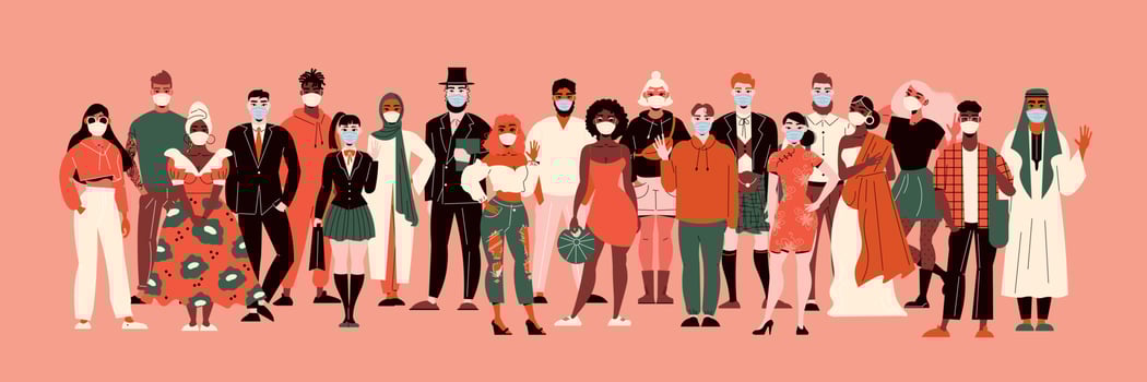 Nationalities In Masks Composition vector
