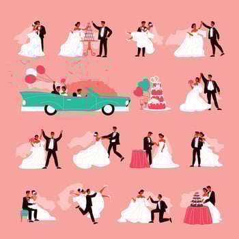 Wedding Couple Icon Set vector
