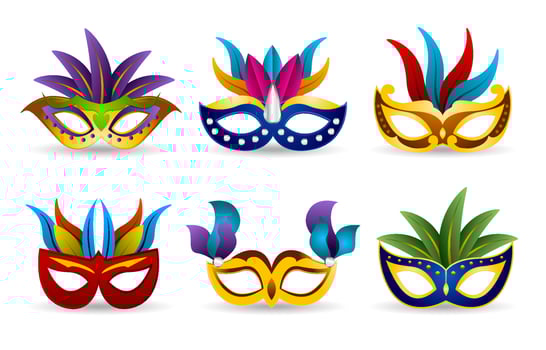 Mardi Gras Carnival Mask Icon Set vector