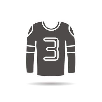 Hockey player's shirt glyph icon. Drop shadow silhouette symbol. Negative space. Vector isolated illustration