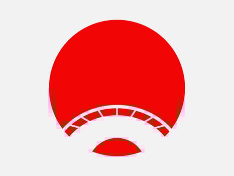 silhouette of traditional japanese bridge on japanese flag background vector