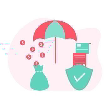 Health insurance. Concept of medical insurance and life insurance. Protection of health and life of people with document of insurance. Healthcare, finance and medical service. Flat vector illustration