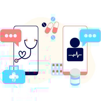 Online pharmacy app concept of healthcare, drugstore and e-commerce. Vector of prescription drugs, first aid kit and medical supplies being sold online via web or smartphone application technology.