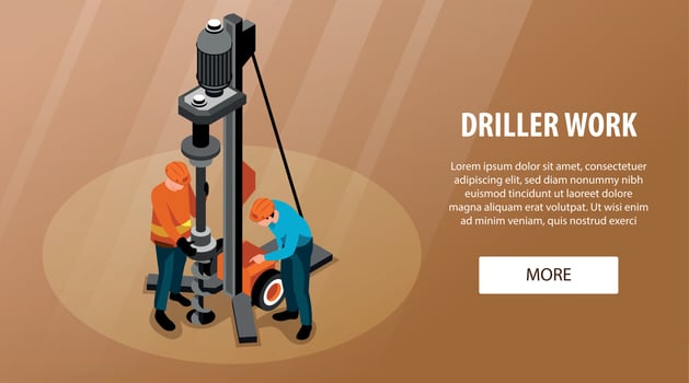 Driller Isometric Banner vector