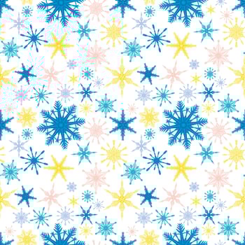seamless pattern winter background with hand drawn multicolored snowflakes with gradient, snow, swirl, blizzard, design elements. Christmas decor vector