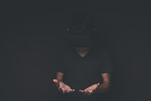 A man wearing a vr headset photo