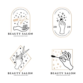 BEAUTIFUL FEMININE HAND LOGO BOHO OCCULT EDITABLE TEMPLATE vector