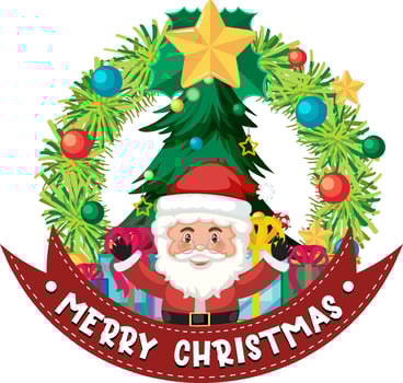 Merry Christmas banner with Santa Claus cartoon character vector