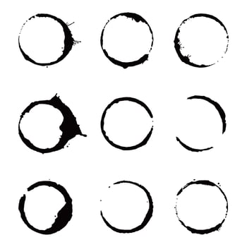 Coffee stain ring set. Vector illustration.