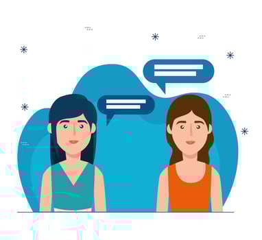 beautiful women with speech bubbles avatar characters vector