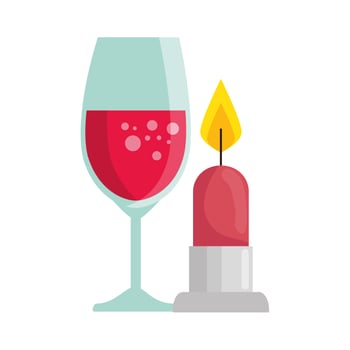 cup glass champagne with candle light isolated icon vector