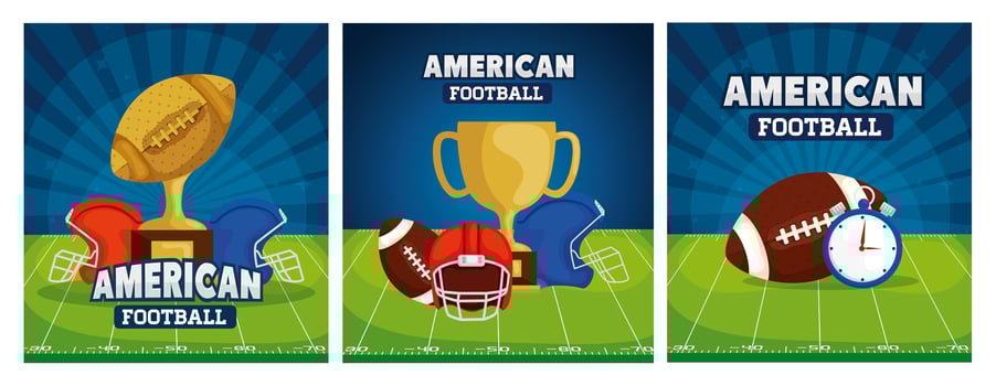 set poster of american football with decoration vector