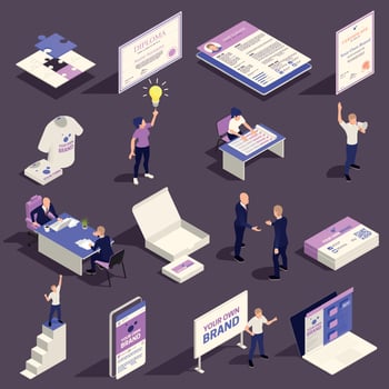 Branding Promotion Isometric Set vector