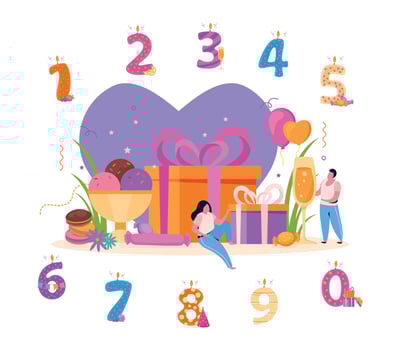 Birthday Candle Digits Composition vector