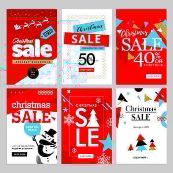 Set of Christmas and New Year mobile sale banners vector