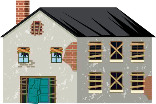 Abandoned house on white background vector