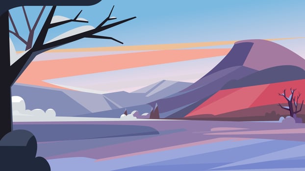 Winter landscape with mountains. vector