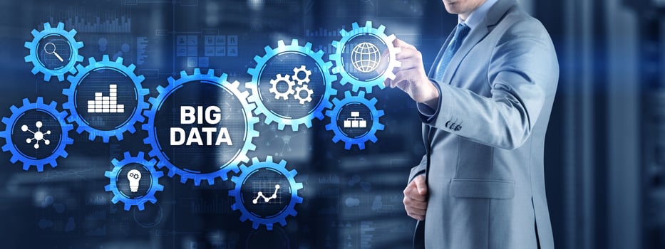 Big data analytics business technology concept. Mixed media photo