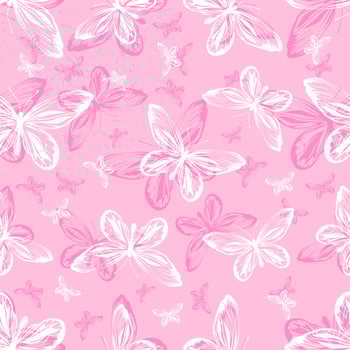Seamless pattern with rainbow butterflies on a white background. Pattern for fabrics, wrapping paper. vector