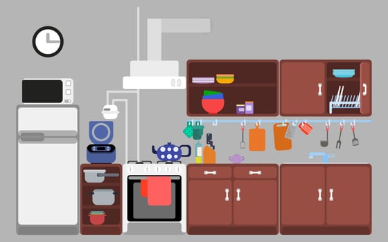 simple kitchen on a gray background flat style vector