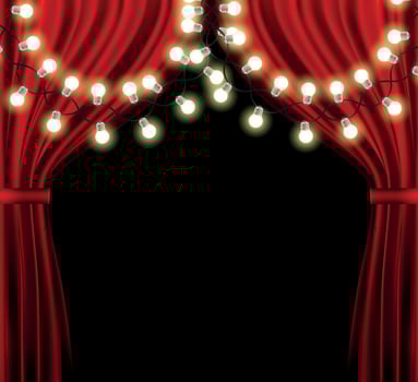 Colorful Glowing Garland for New Years and Christmas Trees. LED holiday lights billboards, billboards on transparent background. Vector Illustration