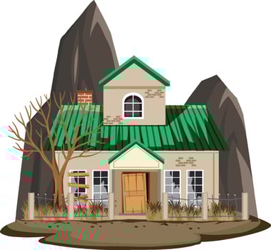 Isolated old broken house in the rural vector