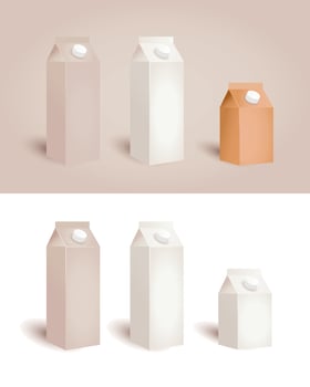isolated paper bags with lid for milk drink juice vector