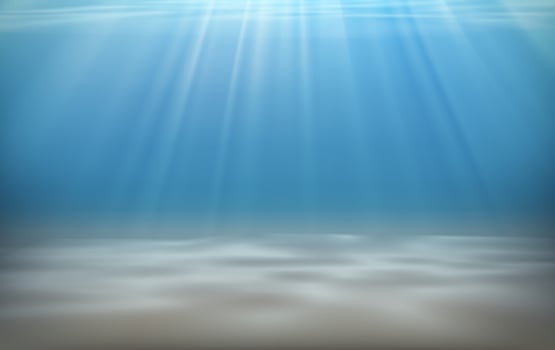 Blue bottom of the sea with sun light effect. Abstract background vector