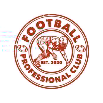 logo design football professional est 2020 with football player doing tackle position vintage illustration vector