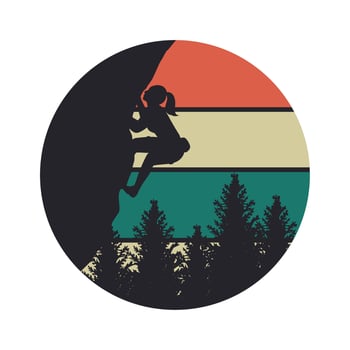 rock climbing flat illustration with silhouette woman rock climbing flat illustration vector