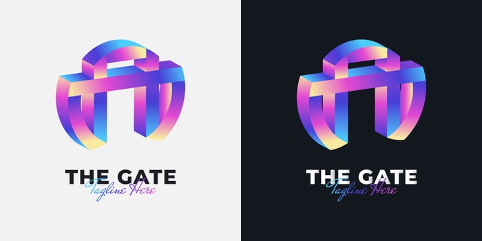 Colorful Gate Logo Design in 3D Style. 3D Gate Symbol or Icon vector
