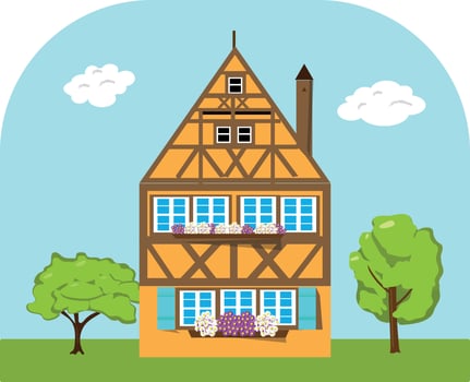 village house  flat design vector